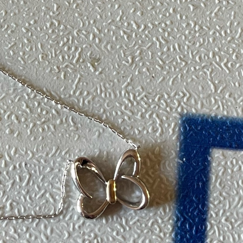 Disney Minnie Mouse 10K Yellow Gold & Sterling Silver Bow Necklace